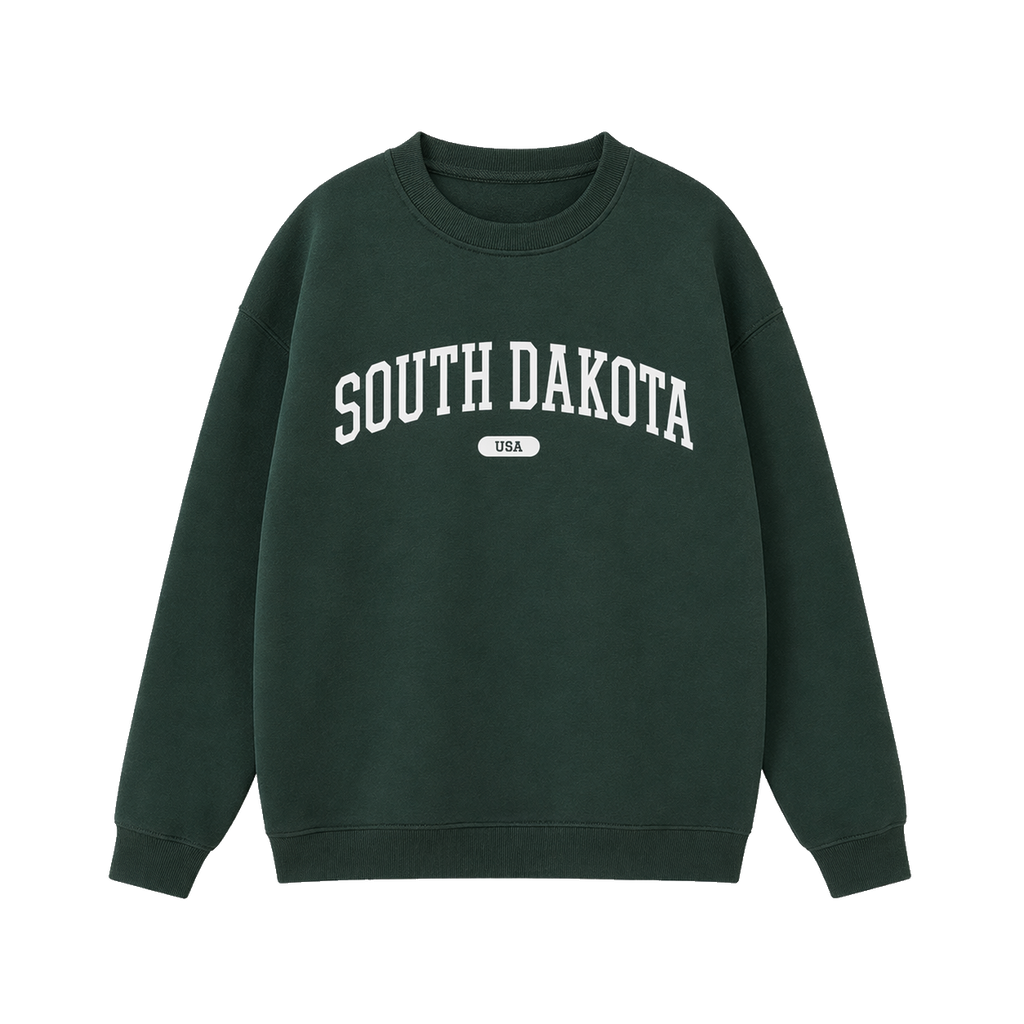 Collection 4 South Dakota Essential Heavyweight Crewneck Sweatshirt - Dark Green front