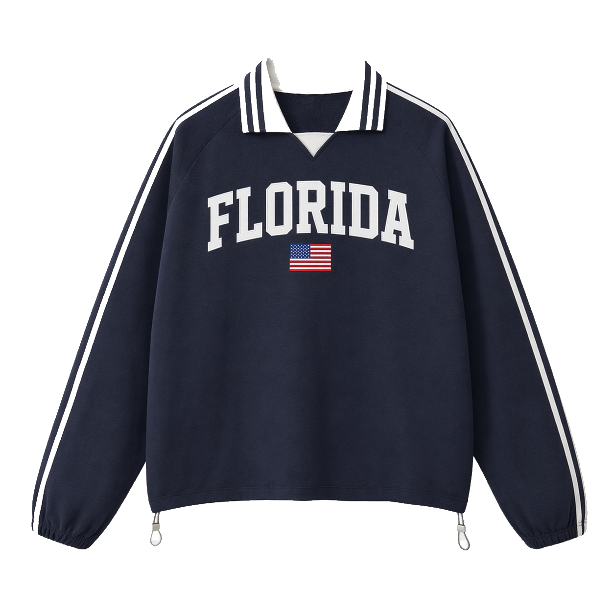 Collection 2 Florida Contrast Striped Lapel Collar Sweatshirt - Royal Blue front