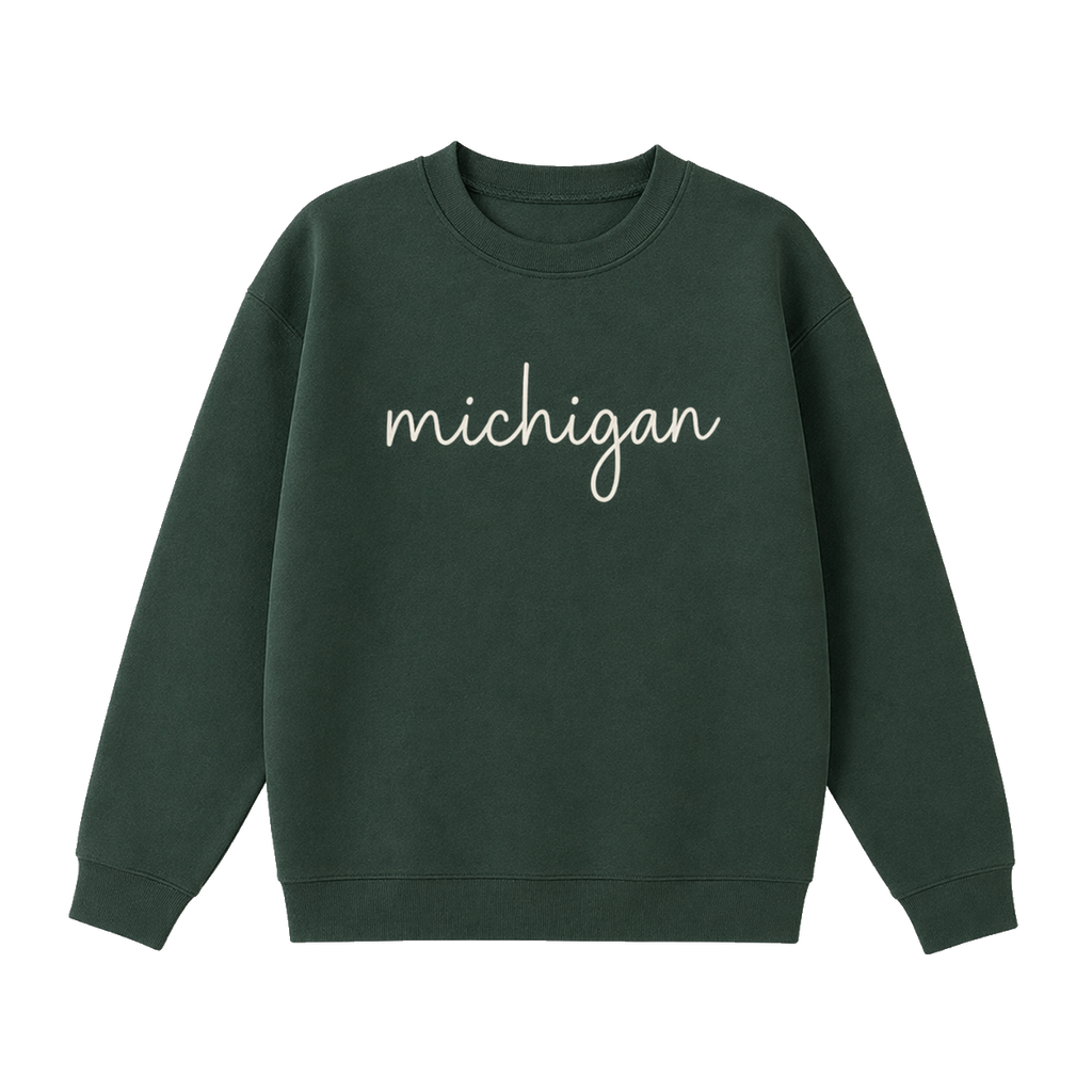 Collection 3 Michigan Essential Heavyweight Crewneck Sweatshirt - Dark Green front