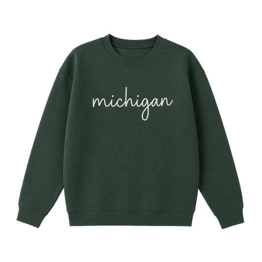 Collection 3 Michigan Essential Heavyweight Crewneck Sweatshirt - Dark Green front
