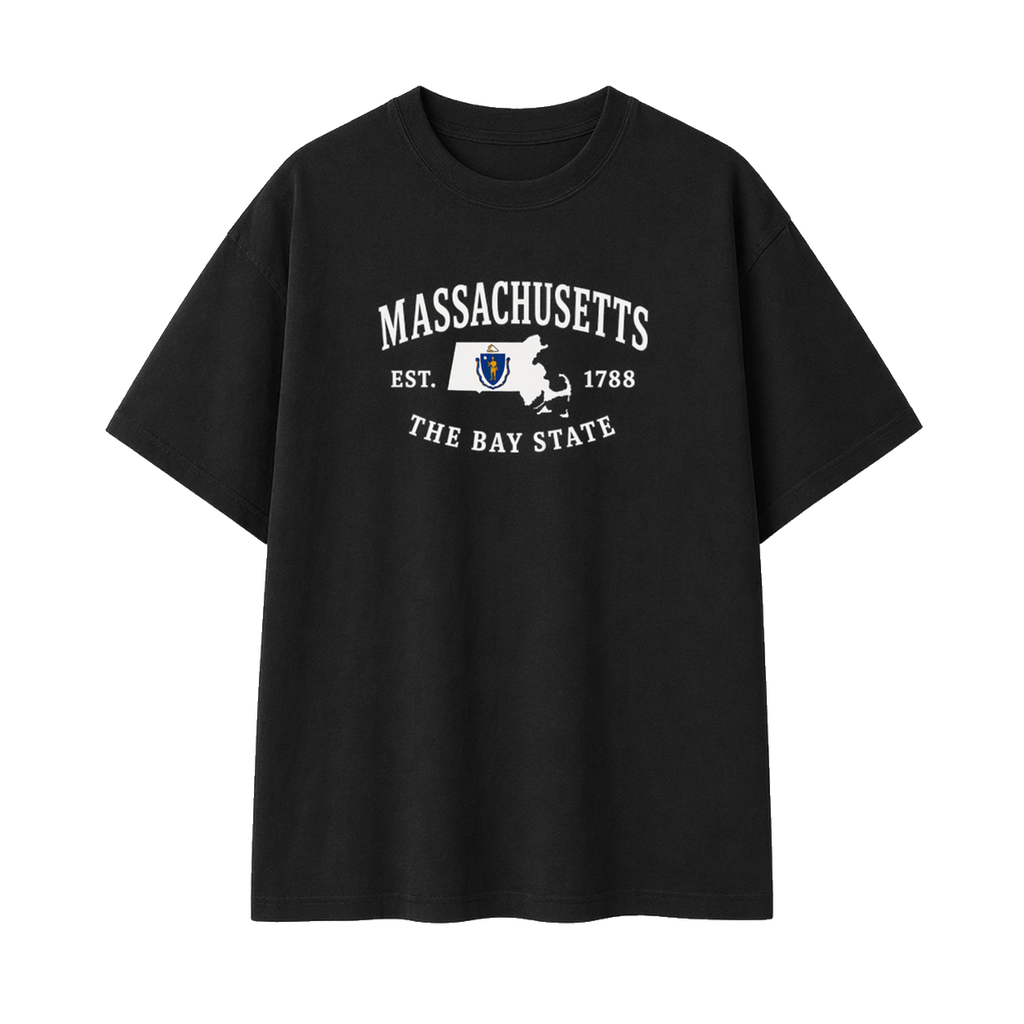 Collection 8 Massachusetts Essential Cotton T-Shirt - Black front