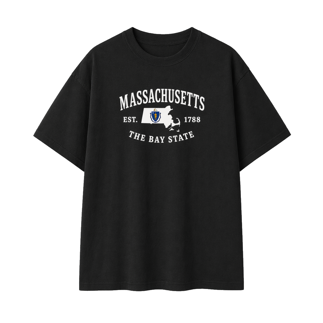 Collection 8 Massachusetts Essential Cotton T-Shirt - Black front