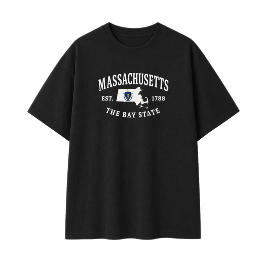 Collection 8 Massachusetts Essential Cotton T-Shirt - Black front