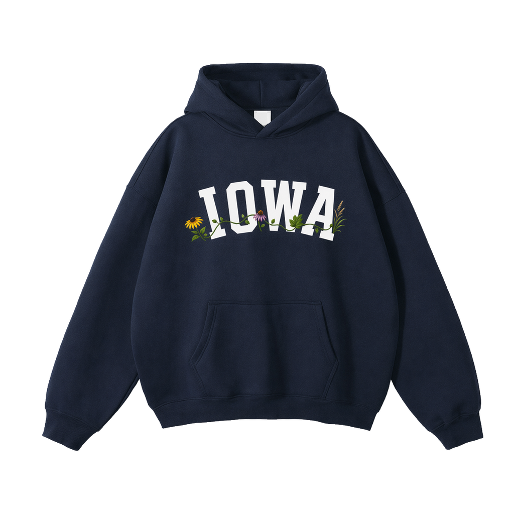 Collection 10 Iowa Oversize Fleeced Hoodie - Navy Blue front