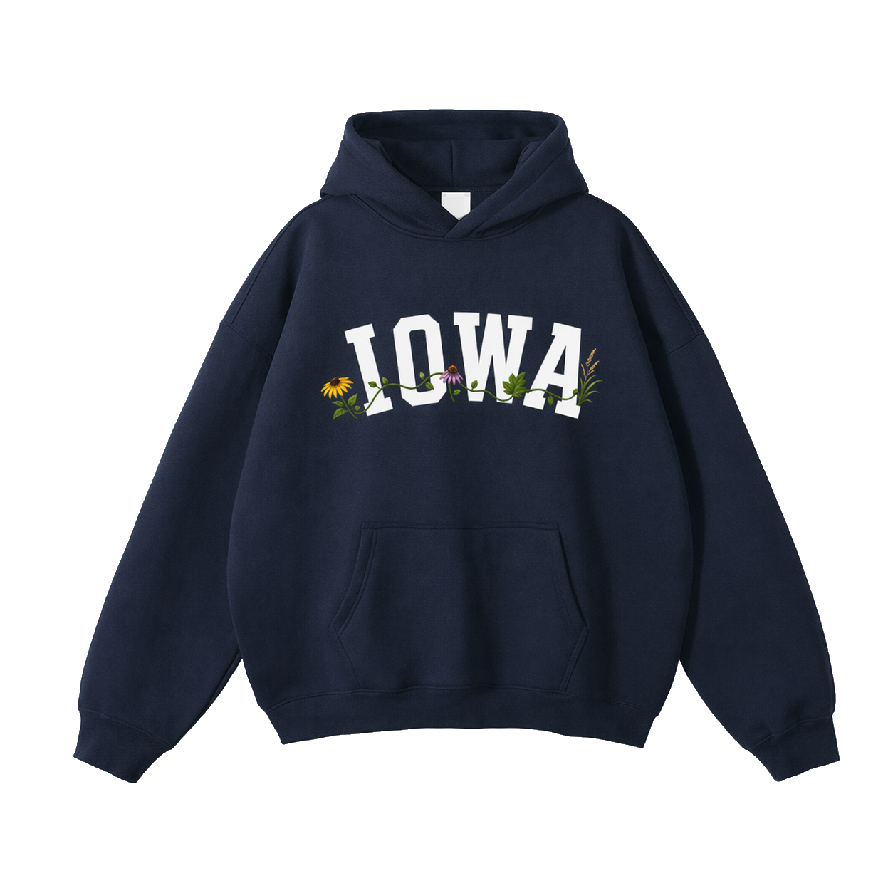 Collection 10 Iowa Oversize Fleeced Hoodie - Navy Blue front
