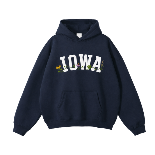 Collection 10 Iowa Oversize Fleeced Hoodie - Navy Blue front