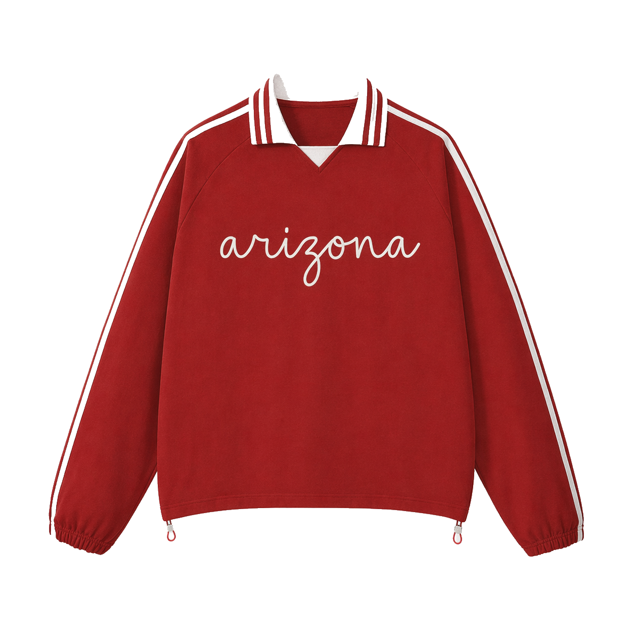 Collection 3 Arizona Contrast Striped Lapel Collar Sweatshirt - Red front