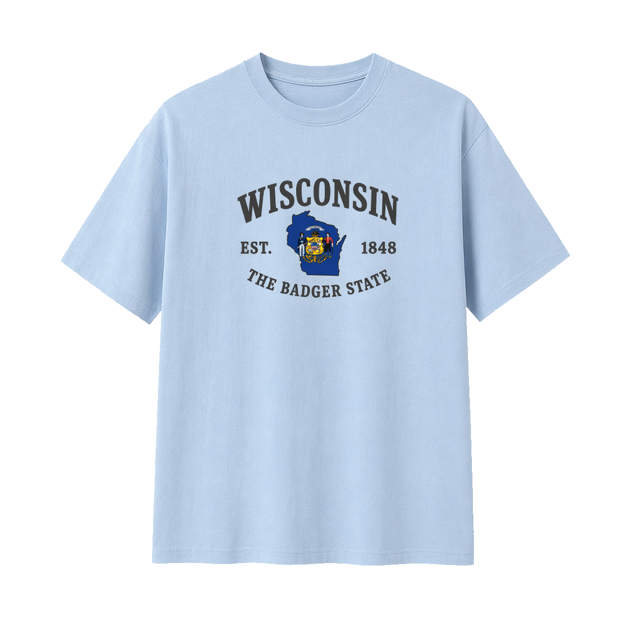 Collection 8 Wisconsin Essential Cotton T-Shirt - Light Blue front