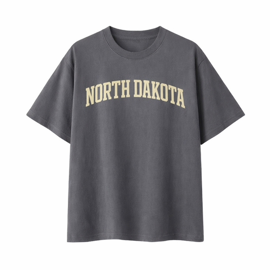 Collection 1 North Dakota Essential Cotton T-Shirt - Dark Gray front