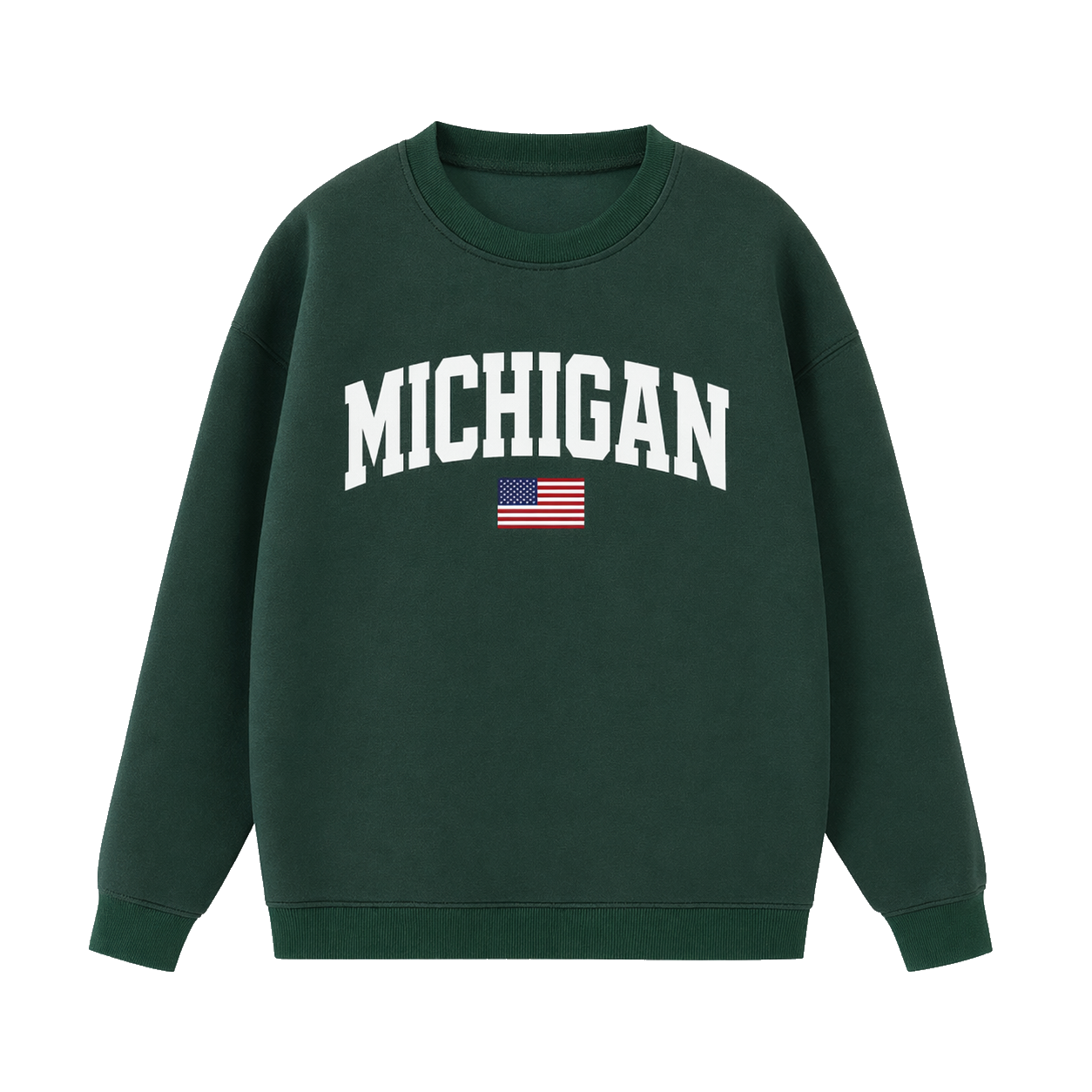 Collection 2 Michigan Essential Heavyweight Crewneck Sweatshirt - Dark Green front