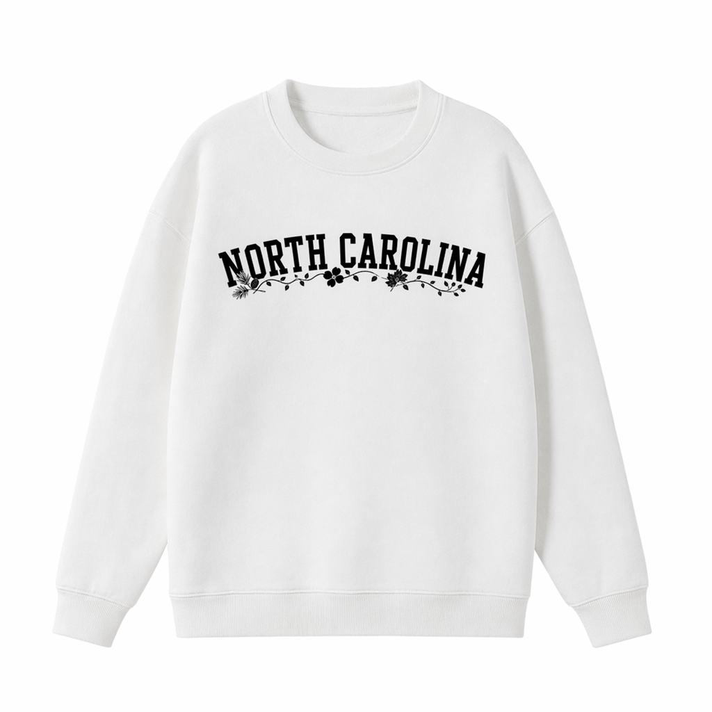 Collection 10 North Carolina Essential Heavyweight Crewneck Sweatshirt - White front