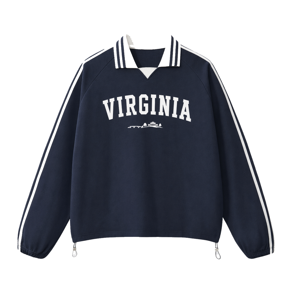 Collection 9 Virginia Contrast Striped Lapel Collar Sweatshirt - Royal Blue front