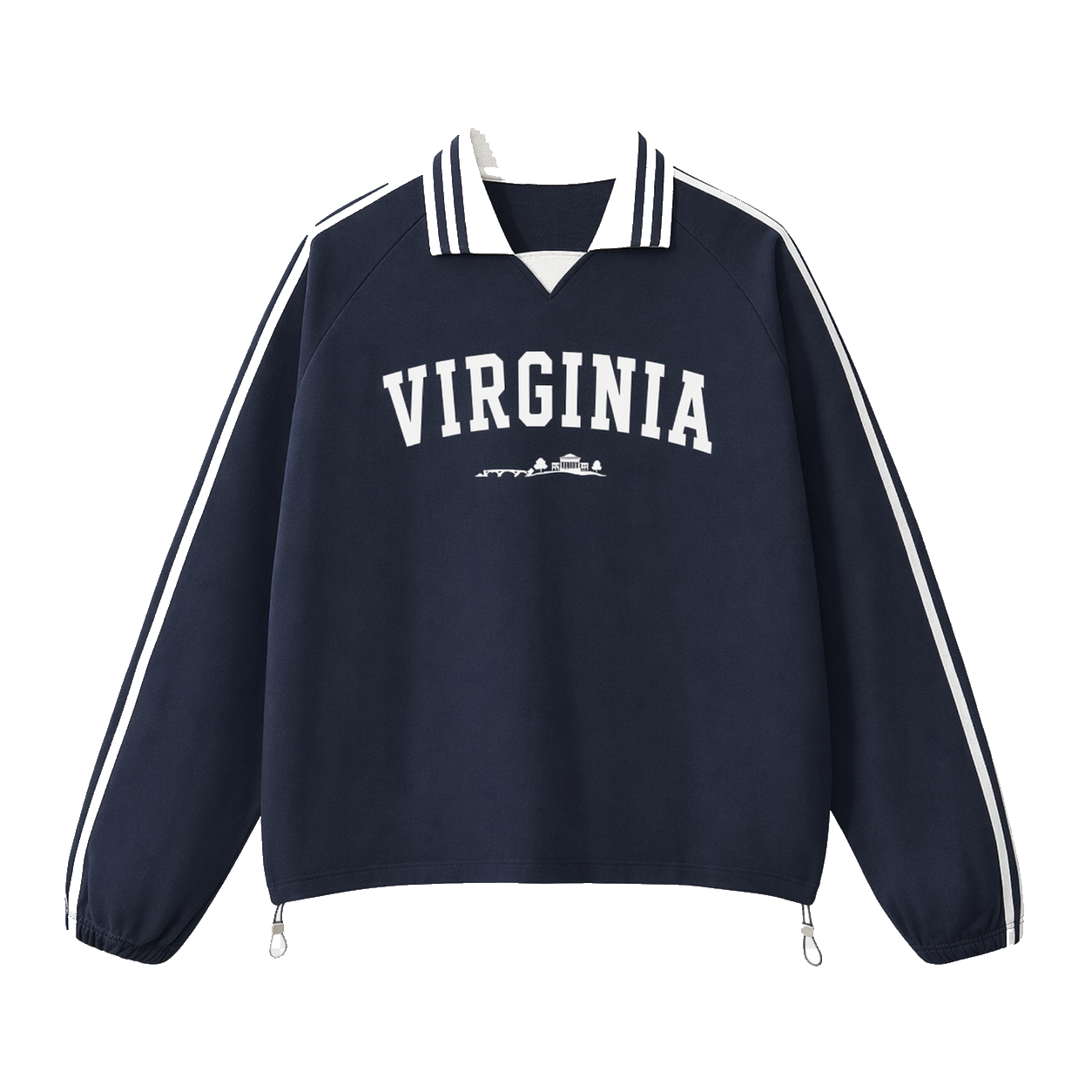 Collection 9 Virginia Contrast Striped Lapel Collar Sweatshirt - Royal Blue front