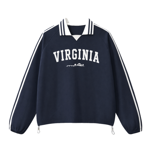 Collection 9 Virginia Contrast Striped Lapel Collar Sweatshirt - Royal Blue front