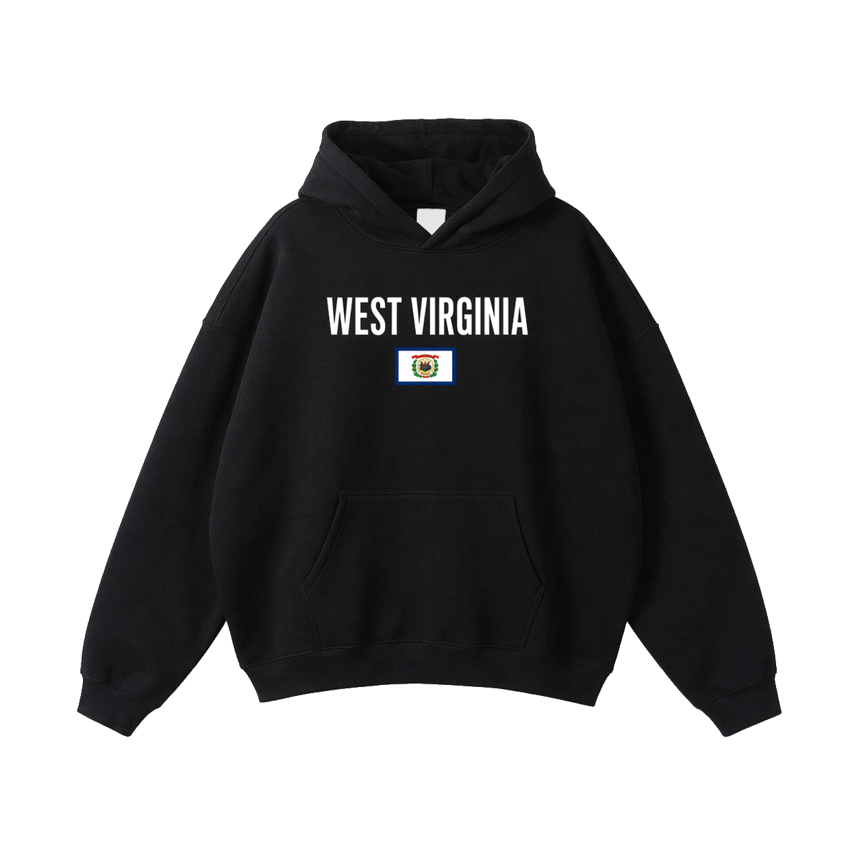 Collection 7 West Virginia Oversize Fleeced Hoodie - Black front