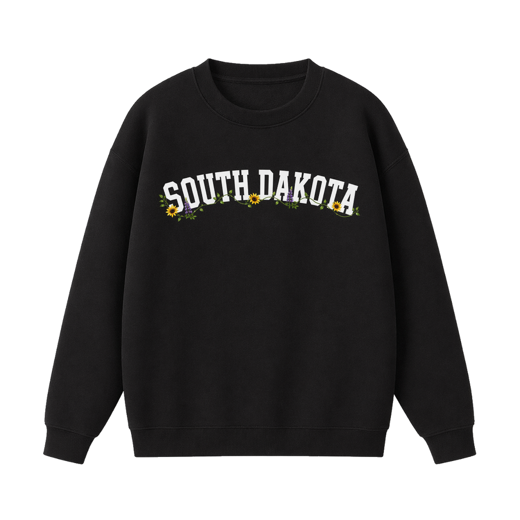 Collection 10 South Dakota Essential Heavyweight Crewneck Sweatshirt - Black front