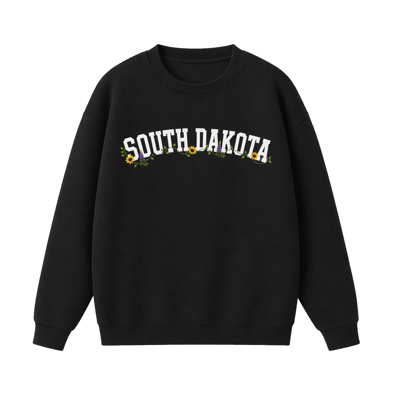 Collection 10 South Dakota Essential Heavyweight Crewneck Sweatshirt - Black front