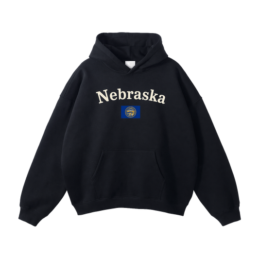 Collection 6 Nebraska Oversize Fleeced Hoodie - Black front