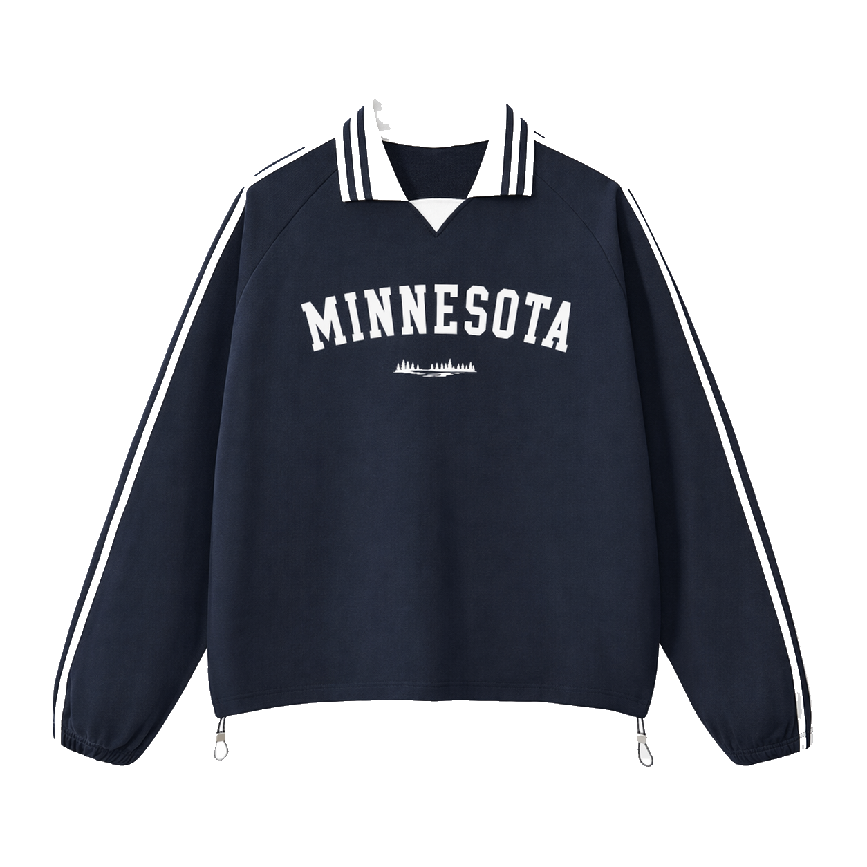 Collection 9 Minnesota Contrast Striped Lapel Collar Sweatshirt - Royal Blue front