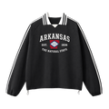 Collection 8 Arkansas Contrast Striped Lapel Collar Sweatshirt - Black front