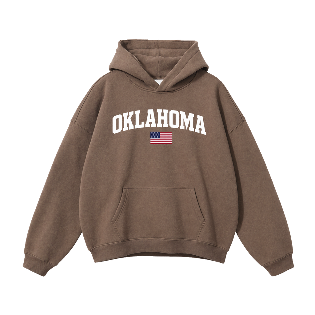 Collection 2 Oklahoma Oversize Fleeced Hoodie - Brown front