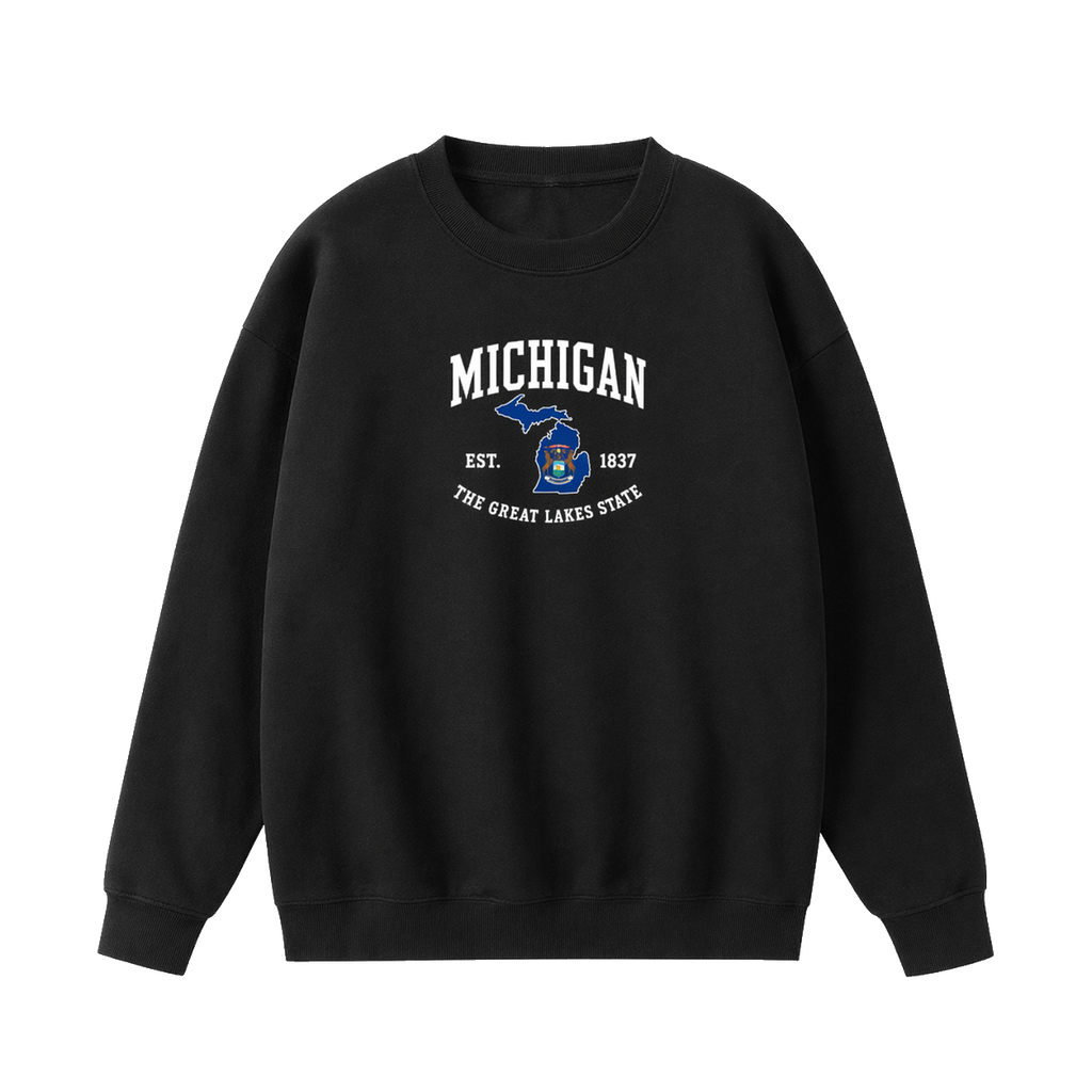 Collection 8 Michigan Essential Heavyweight Crewneck Sweatshirt - Black front