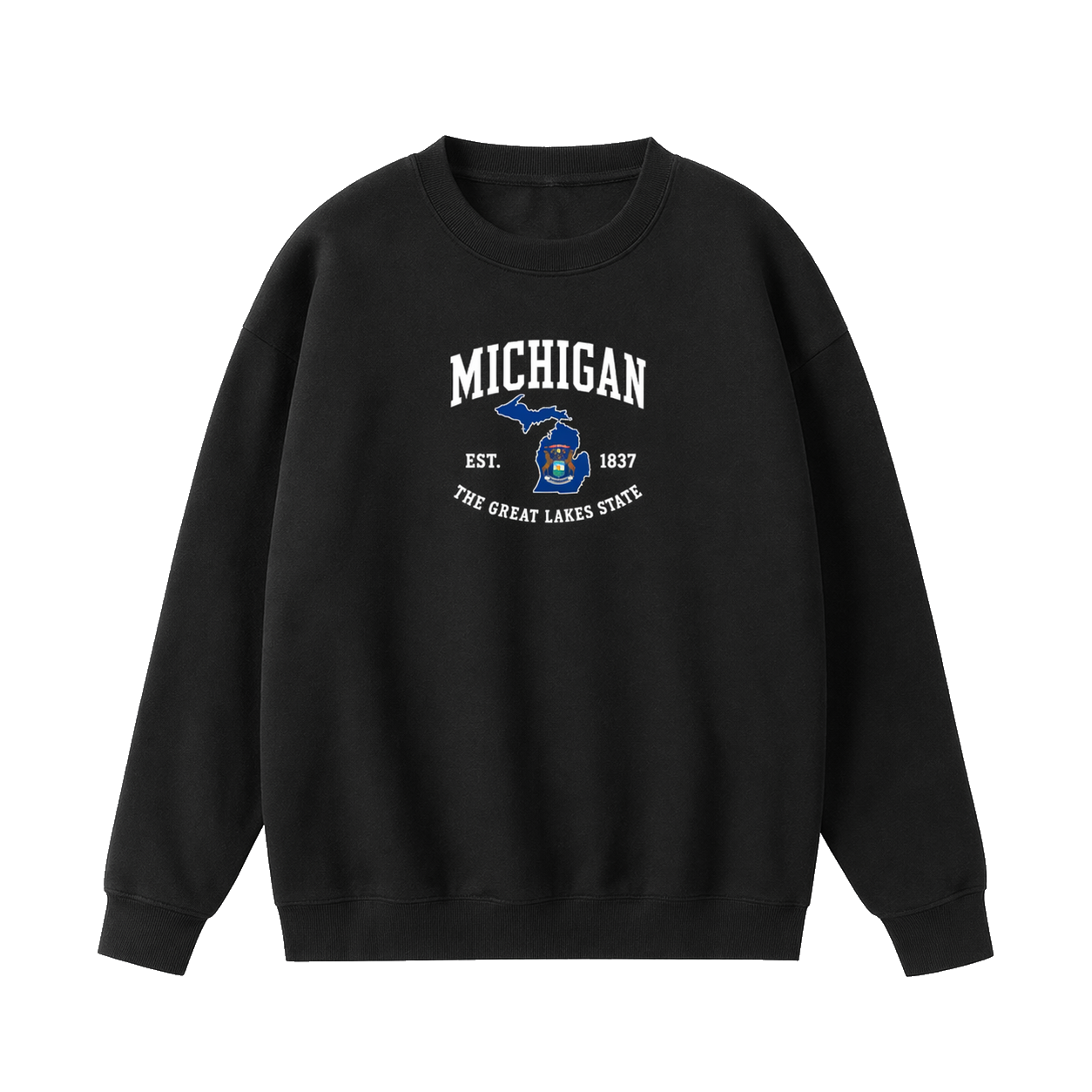Collection 8 Michigan Essential Heavyweight Crewneck Sweatshirt - Black front