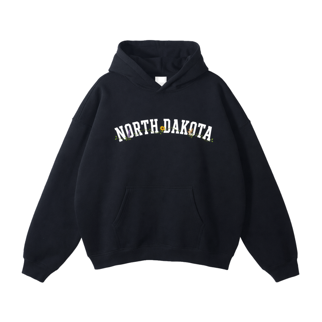 Collection 10 North Dakota Oversize Fleeced Hoodie - Black front
