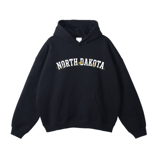 Collection 10 North Dakota Oversize Fleeced Hoodie - Black front
