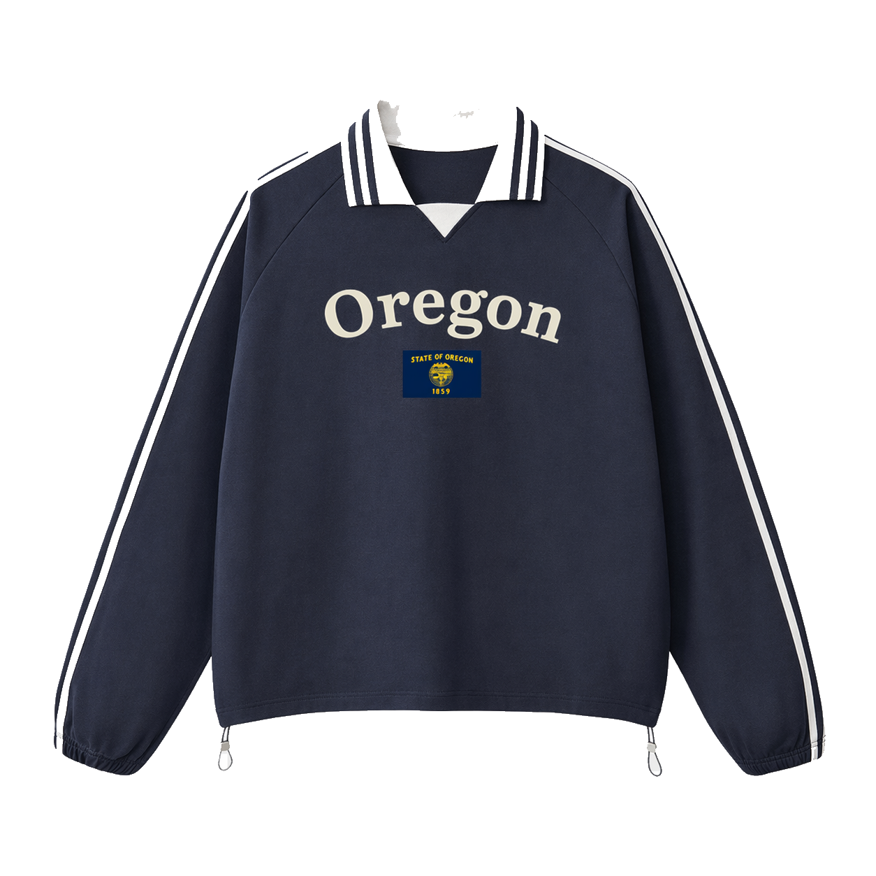 Collection 6 Oregon Contrast Striped Lapel Collar Sweatshirt - Royal Blue front