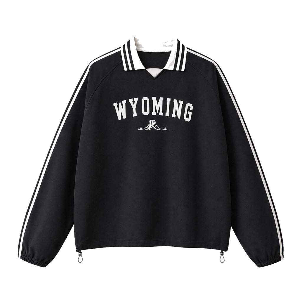Collection 9 Wyoming Contrast Striped Lapel Collar Sweatshirt - Black front