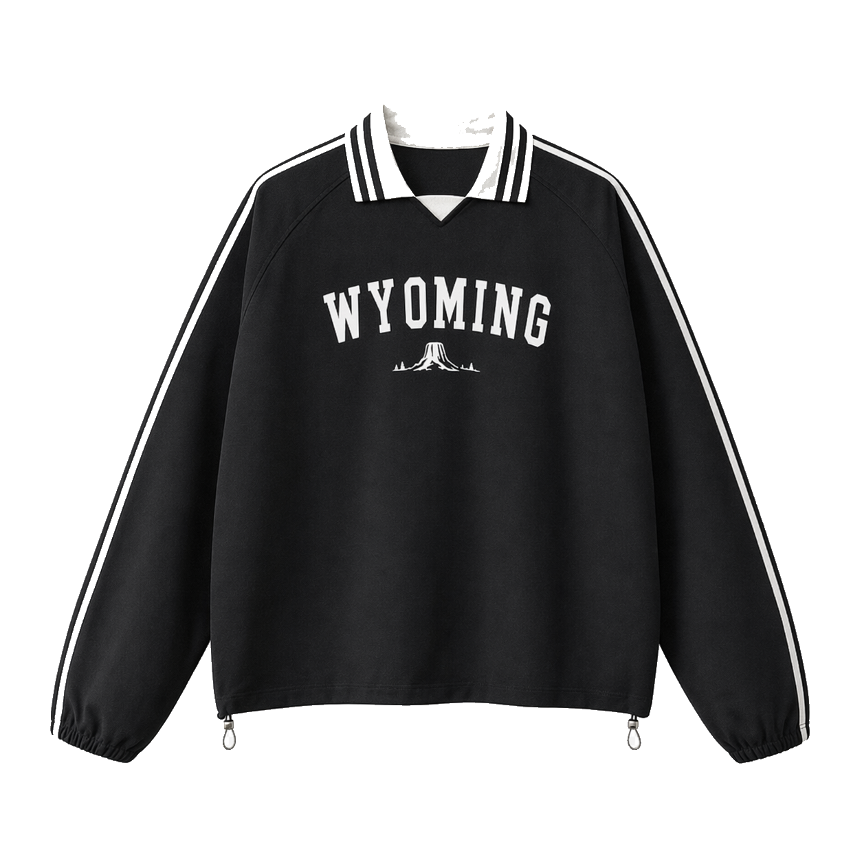 Collection 9 Wyoming Contrast Striped Lapel Collar Sweatshirt - Black front