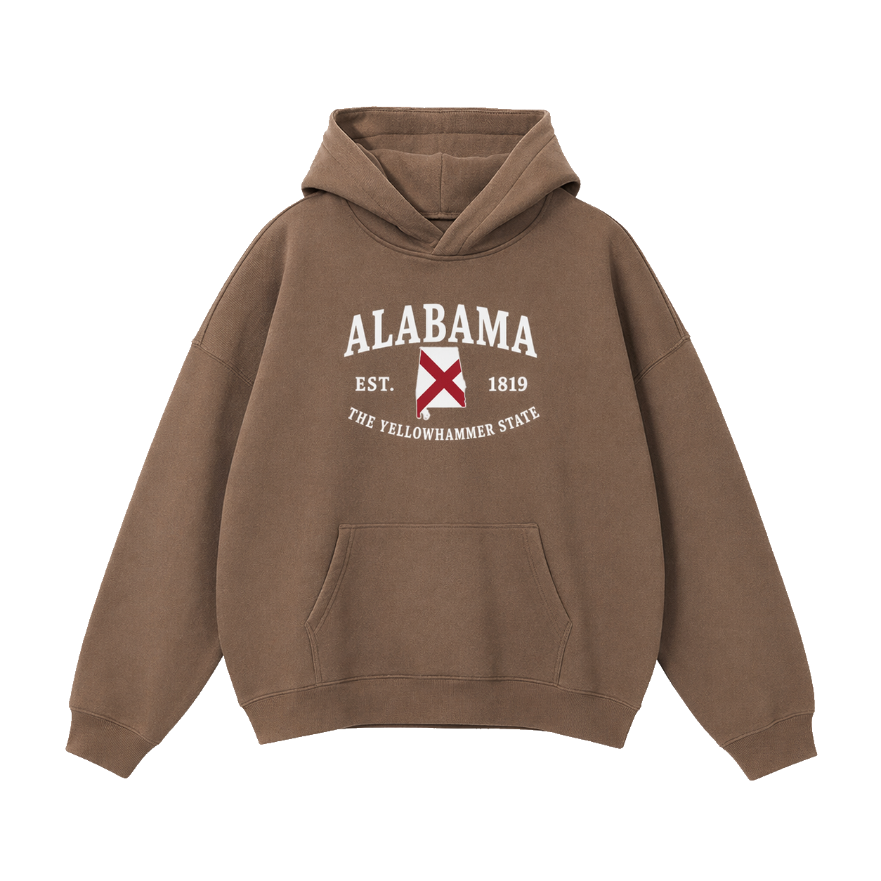 Collection 8 Alabama Oversize Fleeced Hoodie - Brown front