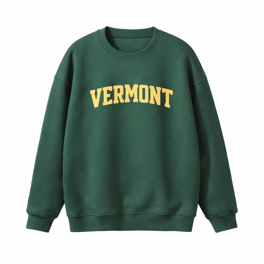 Collection 1 Vermont Essential Heavyweight Crewneck Sweatshirt - Dark Green front