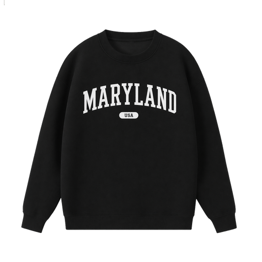 Collection 4 Maryland Essential Heavyweight Crewneck Sweatshirt - Black front