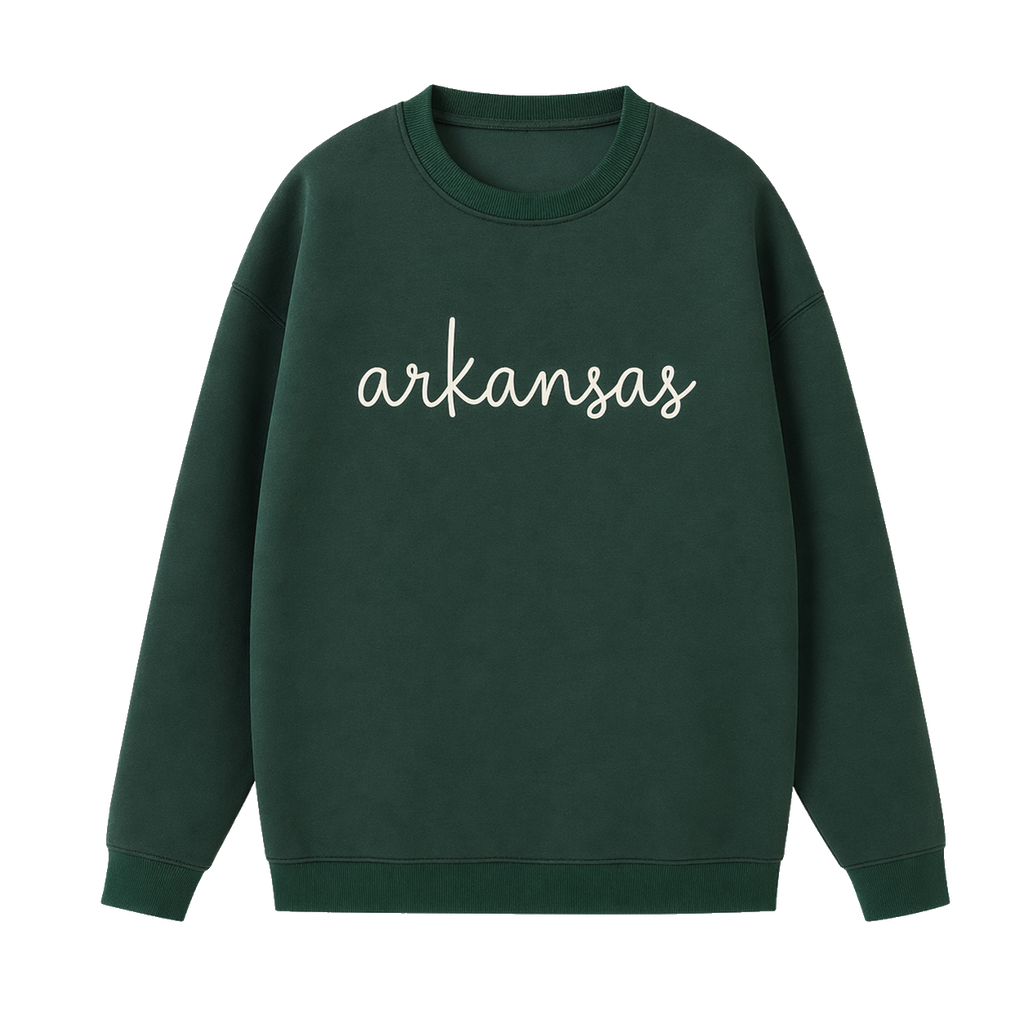 Collection 3 Arkansas Essential Heavyweight Crewneck Sweatshirt - Dark Green front