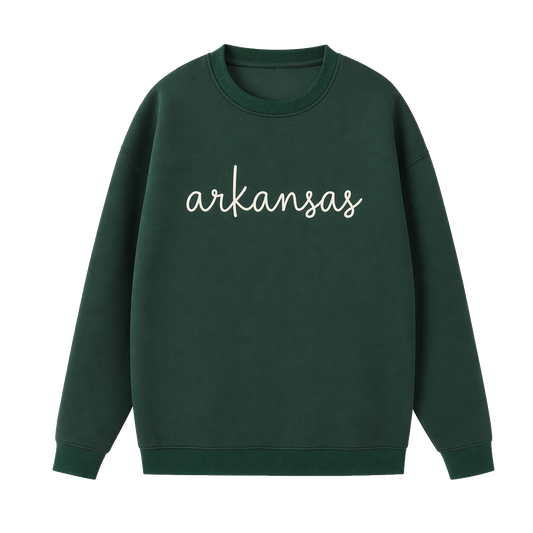 Collection 3 Arkansas Essential Heavyweight Crewneck Sweatshirt - Dark Green front
