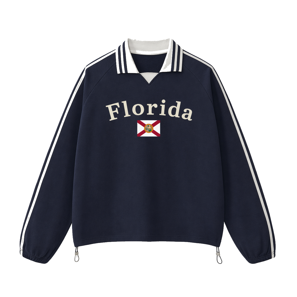 Collection 6 Florida Contrast Striped Lapel Collar Sweatshirt - Royal Blue front
