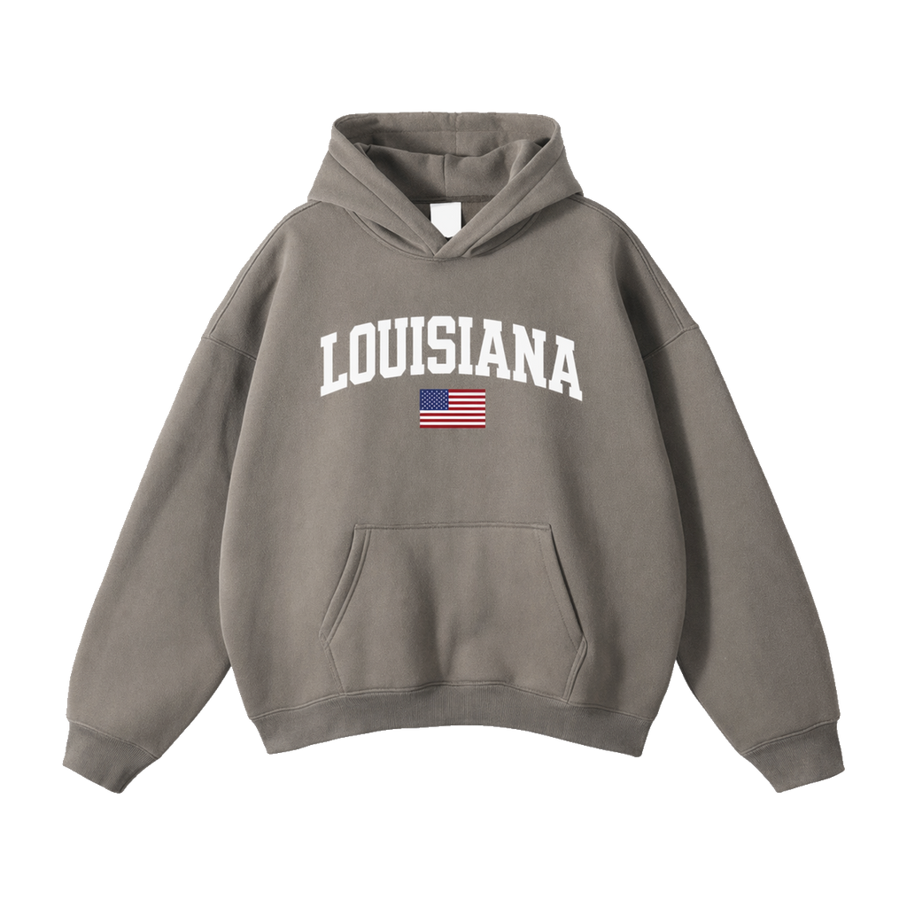 Collection 2 Louisiana Oversize Fleeced Hoodie - Gray Coffee front
