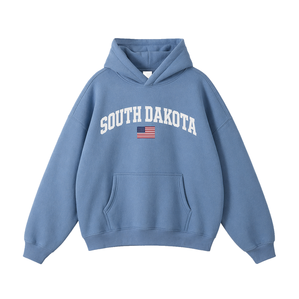 Collection 2 South Dakota Oversize Fleeced Hoodie - Medium Blue front
