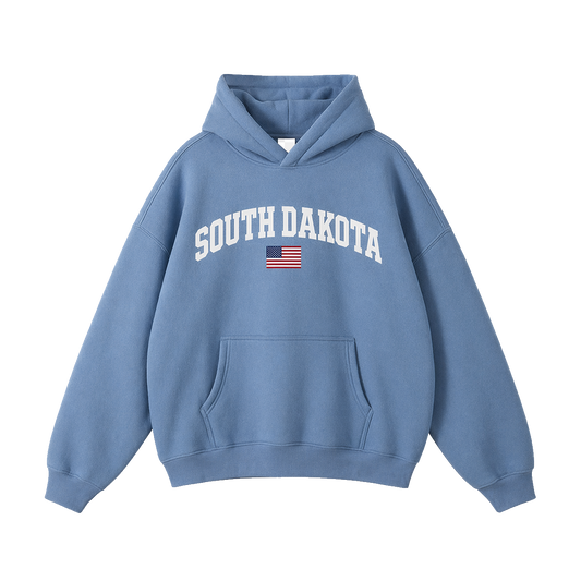 Collection 2 South Dakota Oversize Fleeced Hoodie - Medium Blue front