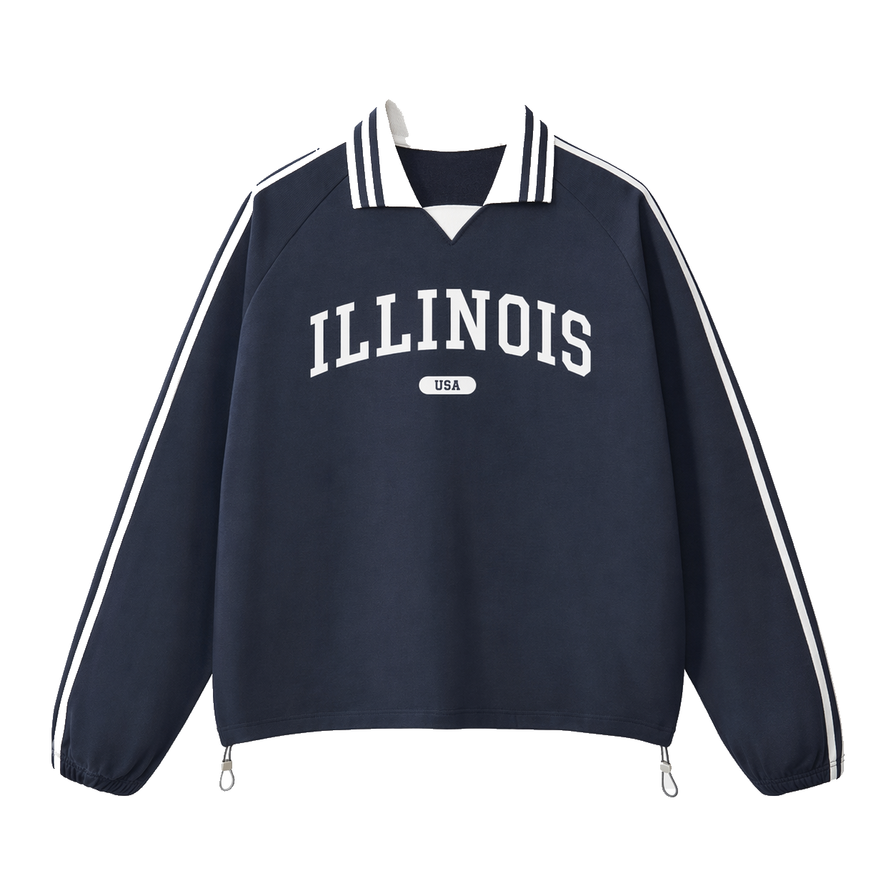 Collection 4 Illinois Contrast Striped Lapel Collar Sweatshirt - Royal Blue front