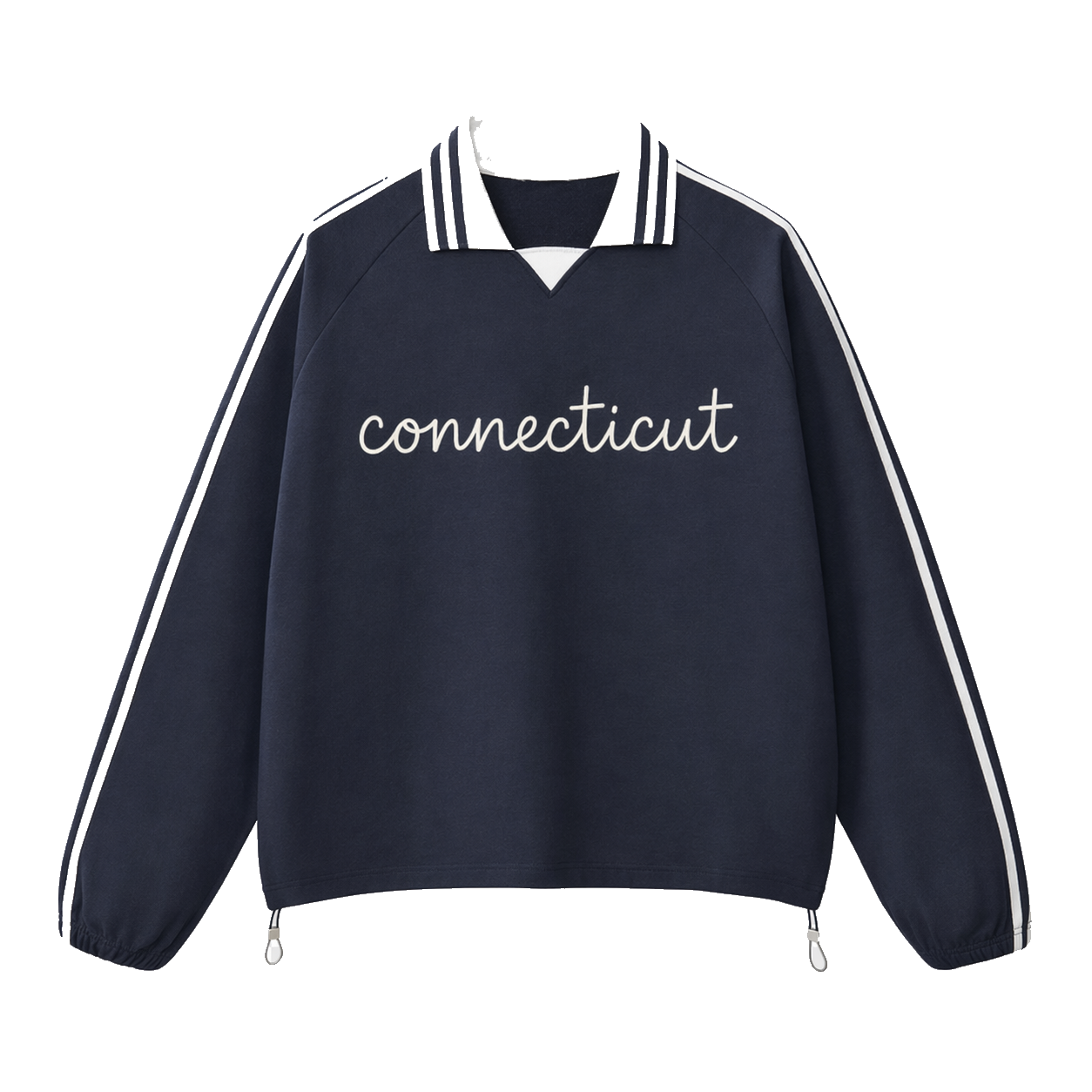 Collection 3 Connecticut Contrast Striped Lapel Collar Sweatshirt - Royal Blue front