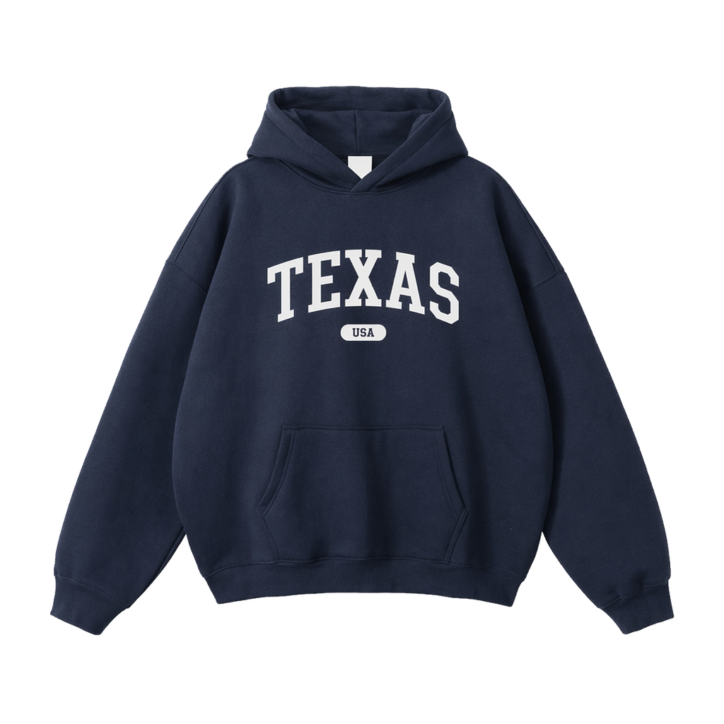 Collection 4 Texas Oversize Fleeced Hoodie - Navy Blue front