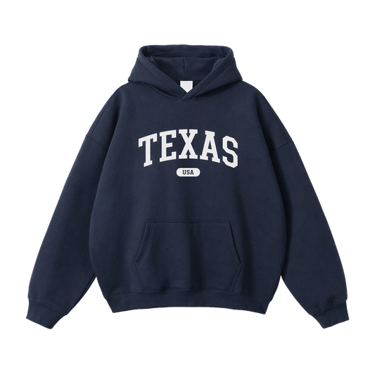 Collection 4 Texas Oversize Fleeced Hoodie - Navy Blue front