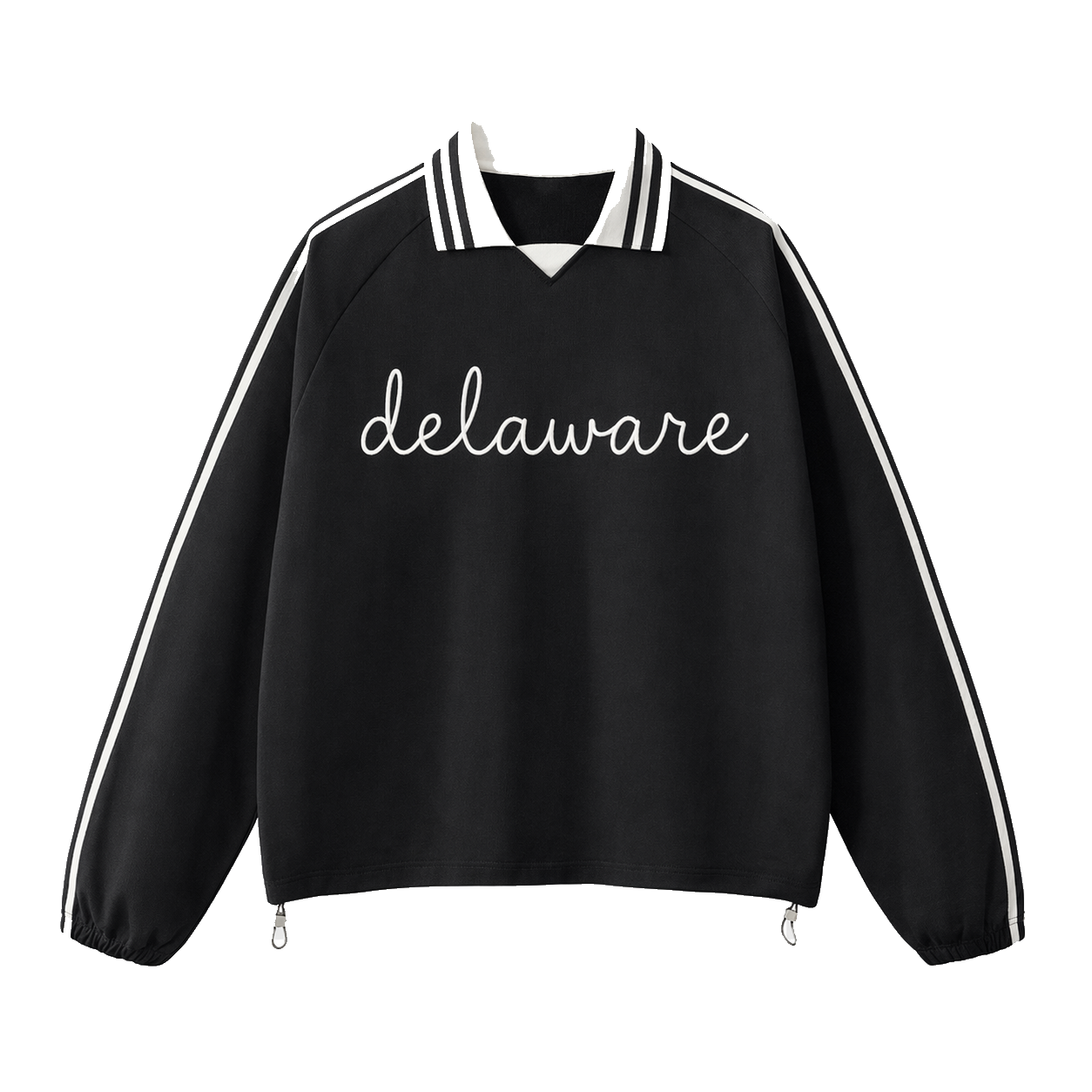 Collection 3 Delaware Contrast Striped Lapel Collar Sweatshirt - Black front