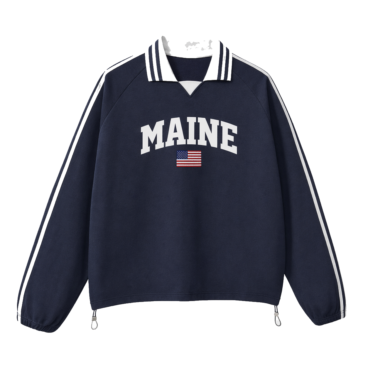 Collection 2 Maine Contrast Striped Lapel Collar Sweatshirt - Royal Blue front