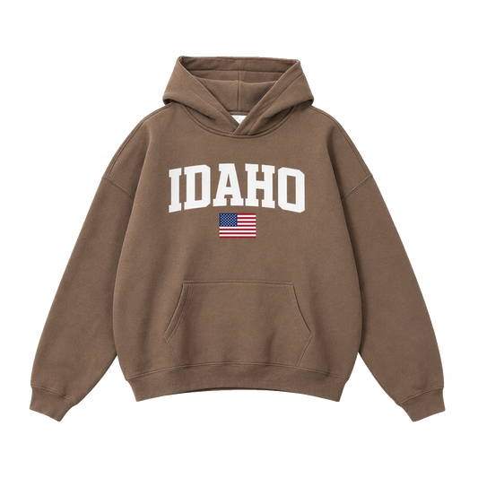 Collection 2 Idaho Oversize Fleeced Hoodie - Brown front