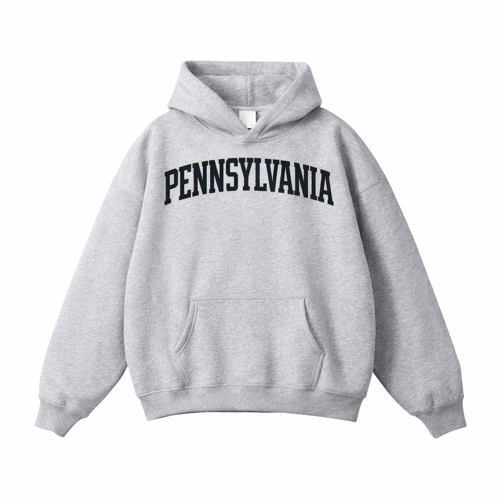 Collection 1 Pennsylvania Oversize Fleeced Hoodie - Flower Gray front