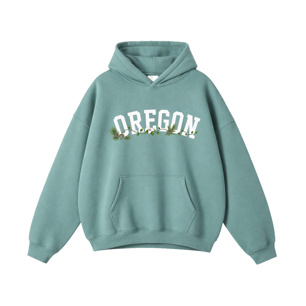Collection 10 Oregon Oversize Fleeced Hoodie - Medium Green front